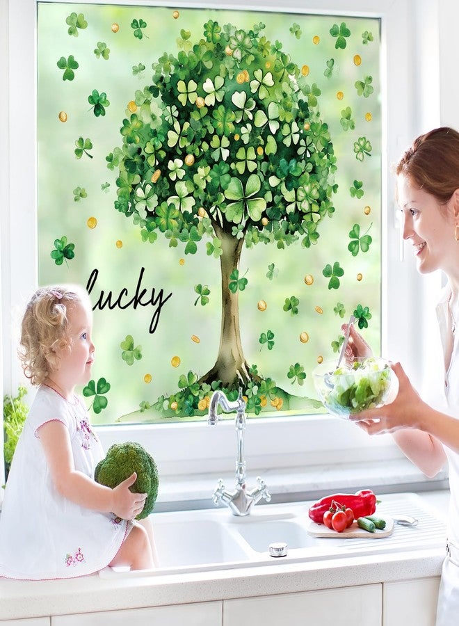 وولاين مجموعة ملصقات نوافذ عيد القديس باتريك من والين، 6 أوراق، ملصق نافذة كبير على شكل نفل محظوظ وشجرة شامروك خضراء، قابلة لإعادة الاستخدام، مضادة للتصادم، ديكور نوافذ، لوازم حفلات الأعياد الأيرلندية - Image 3