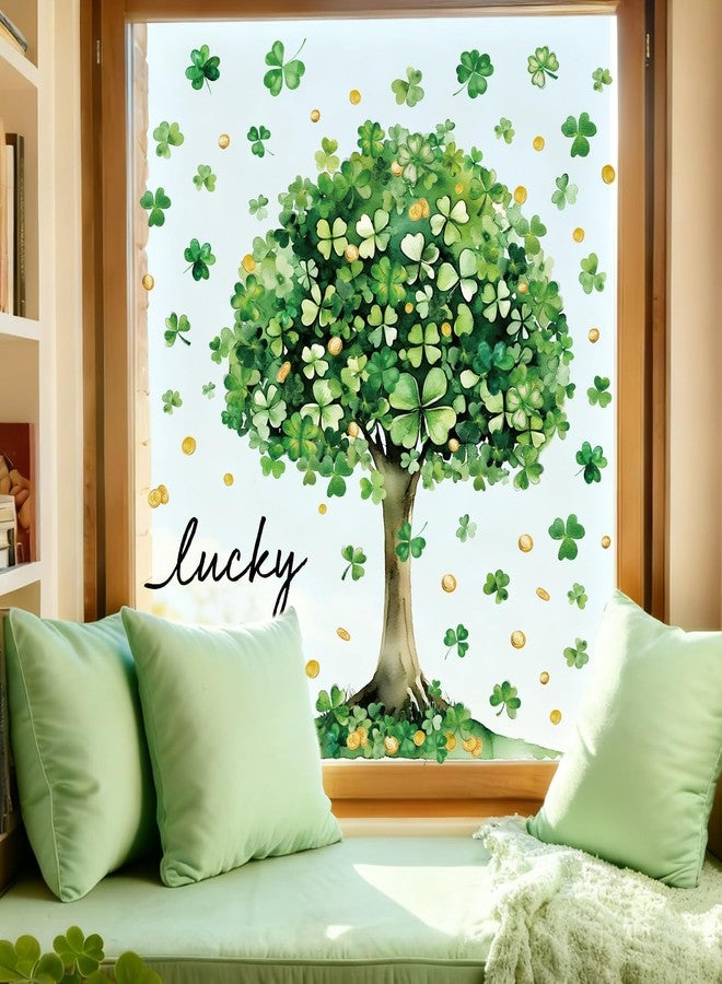 وولاين مجموعة ملصقات نوافذ عيد القديس باتريك من والين، 6 أوراق، ملصق نافذة كبير على شكل نفل محظوظ وشجرة شامروك خضراء، قابلة لإعادة الاستخدام، مضادة للتصادم، ديكور نوافذ، لوازم حفلات الأعياد الأيرلندية - Image 4