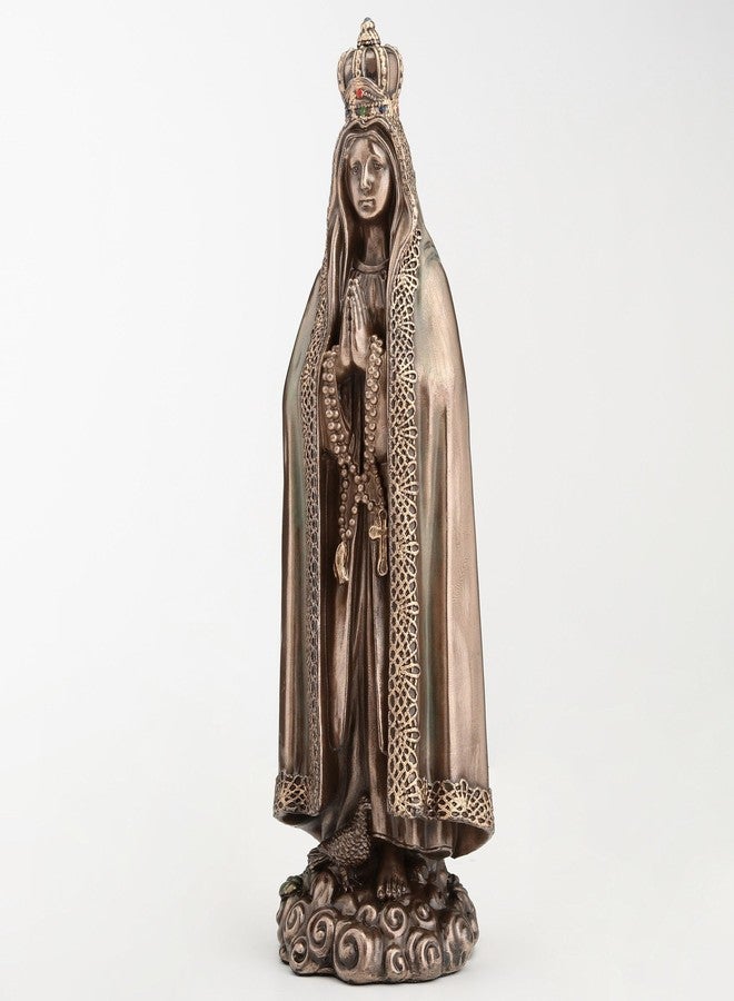 فيرونيز ديزاين تمثال ديني من تصميم فيرونيز، مقاس 6 1/8 بوصة، يصور سيدة فاطمة، مصنوع من الراتنج المصبوب على البارد، بلمسة نهائية برونزية. - Image 3