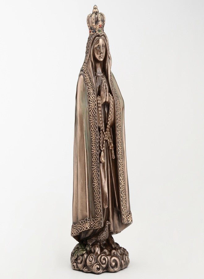 فيرونيز ديزاين تمثال ديني من تصميم فيرونيز، مقاس 6 1/8 بوصة، يصور سيدة فاطمة، مصنوع من الراتنج المصبوب على البارد، بلمسة نهائية برونزية. - Image 2