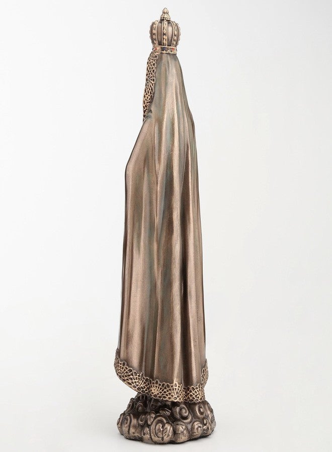 فيرونيز ديزاين تمثال ديني من تصميم فيرونيز، مقاس 6 1/8 بوصة، يصور سيدة فاطمة، مصنوع من الراتنج المصبوب على البارد، بلمسة نهائية برونزية. - Image 5