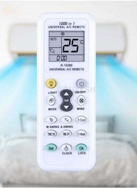 New Universal 1000 in 1 K-1028E Wireless Air Conditioner Remote Control – AC Digital LCD, Compatible with Multiple A/C Models, Reliable, Easy-to-Use, Wide Compatibility