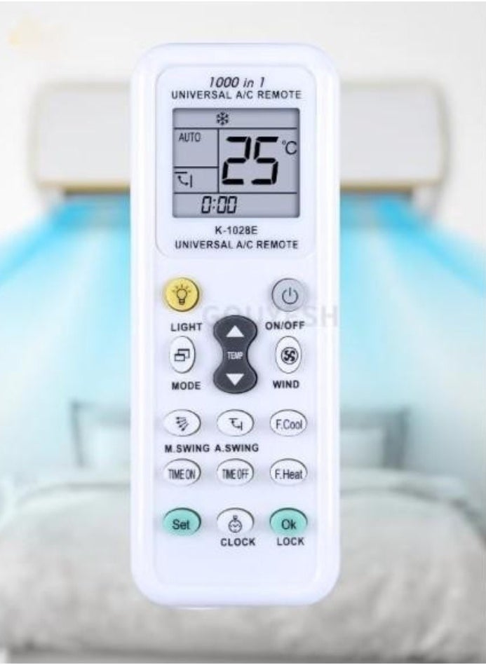 New Universal 1000 in 1 K-1028E Wireless Air Conditioner Remote Control – AC Digital LCD, Compatible with Multiple A/C Models, Reliable, Easy-to-Use, Wide Compatibility