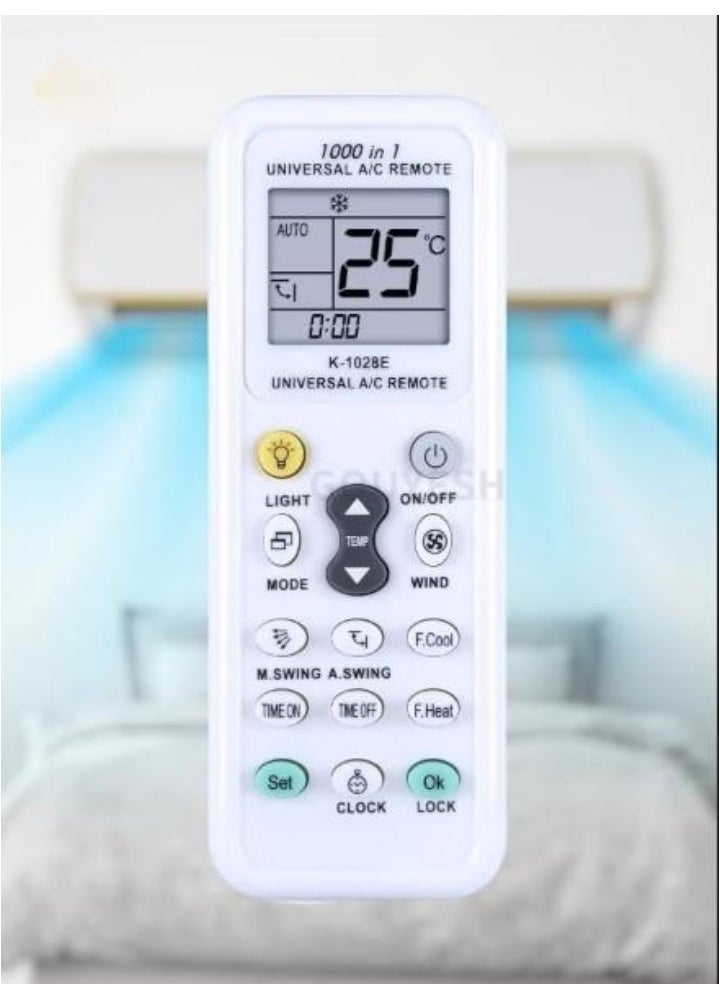 New Universal 1000 in 1 K-1028E Wireless Air Conditioner Remote Control – AC Digital LCD, Compatible with Multiple A/C Models, Reliable, Easy-to-Use, Wide Compatibility