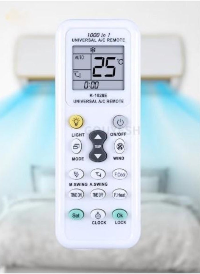 New Universal 1000 in 1 K-1028E Wireless Air Conditioner Remote Control – AC Digital LCD, Compatible with Multiple A/C Models, Reliable, Easy-to-Use, Wide Compatibility