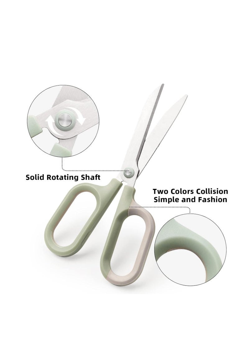 Excefore مقص متعدد الاستخدام، مقابض مريحة حادة للمكتب والمنزل والمدرسة والحرف والخياطة وإمدادات الأقمشة (7 بوصة، أخضر-1) - Image 3