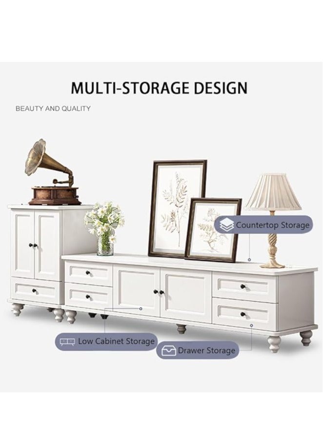Generic TV Cabinet Modern TV Table TV Stand with 4 Draws and 2 Doors Storage Cabinet TV Entertainment Center  for Living Room Bedroom(140*34*42cm) - Image 4