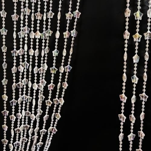 ave split Beaded Curtain Doorways Star Acrylic Hanging Door Beads String Curtains Tassel Room Divider Screen Decor for Doorway Window Living Room Wedding 049Star (Shiny Transparent Stars) - Image 3