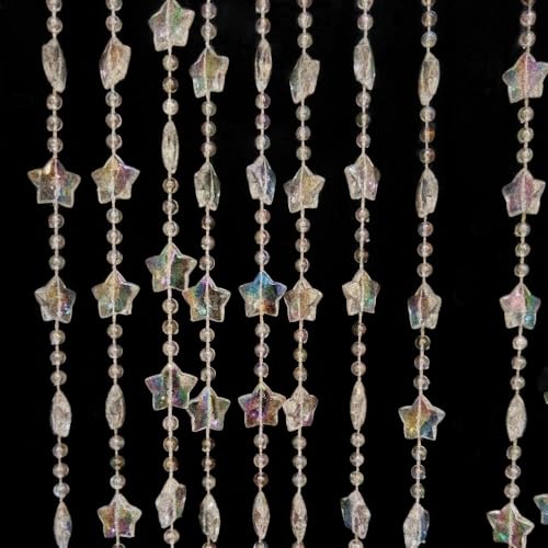 ave split Beaded Curtain Doorways Star Acrylic Hanging Door Beads String Curtains Tassel Room Divider Screen Decor for Doorway Window Living Room Wedding 049Star (Shiny Transparent Stars) - Image 5