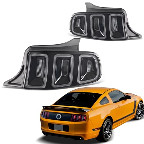 STRAUTOS LED Tail Lights Compatible with Ford Mustang 2010-2014 Sequential Turn Signal Rear Brake Lamp Assembly Plug & Play Left Driver Side & Right Passenger Side 1 Pair (Red w/BlackTrim) - Image 1