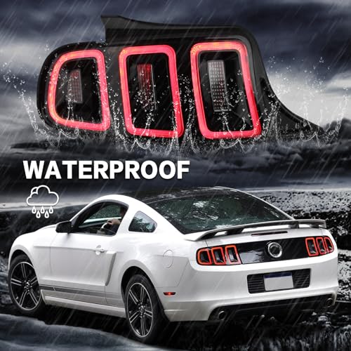 STRAUTOS LED Tail Lights Compatible with Ford Mustang 2010-2014 Sequential Turn Signal Rear Brake Lamp Assembly Plug & Play Left Driver Side & Right Passenger Side 1 Pair (Red w/BlackTrim) - Image 5