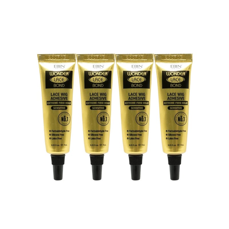 إيبن نيويورك EBIN NEW YORK Wonder Lace Bond Tube Active 4pack – تثبيت قوي للغاية، 0.23 أونصة سائلة/ 7 مل، حساس، سريع الجفاف، مقاوم للماء، خالٍ من اللاتكس، مقاوم للعرق جودة شائعة موثوقة - Image 1