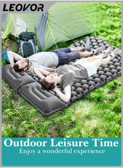 LEOKOR Camping Double Sleeping Pad,2 Person Large Camping Pad with Pillow,Foot Pump Inflatable Camping Mattress,Portable Waterproof Air Cushion Sleeping Bag for Backpacking,Hiking,Travel  - Image 2