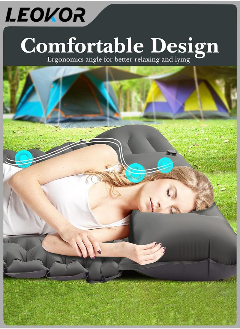 LEOKOR Camping Double Sleeping Pad,2 Person Large Camping Pad with Pillow,Foot Pump Inflatable Camping Mattress,Portable Waterproof Air Cushion Sleeping Bag for Backpacking,Hiking,Travel  - Image 3