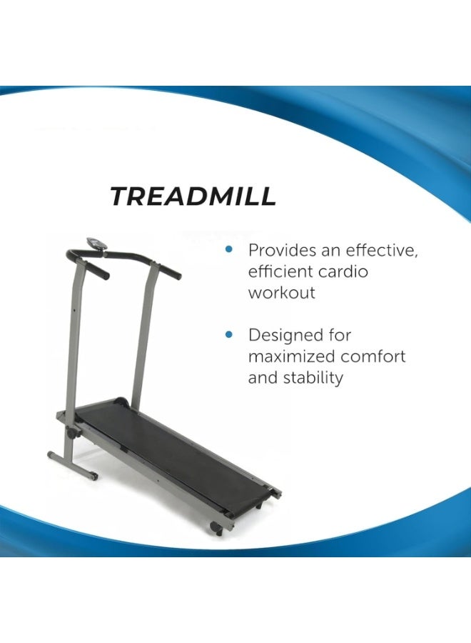 مارشال فيتنس جهاز جري يدوي من مارشال فيتنيس - جهاز جري لياقة بدنية قابل للطي - جهاز جري يدوي مع إمكانية التمرين على المنحدر - جهاز جري غير آلي للتمرين المنزلي - سعة وزن تصل إلى 225 رطلاً - MF-402 - Image 4