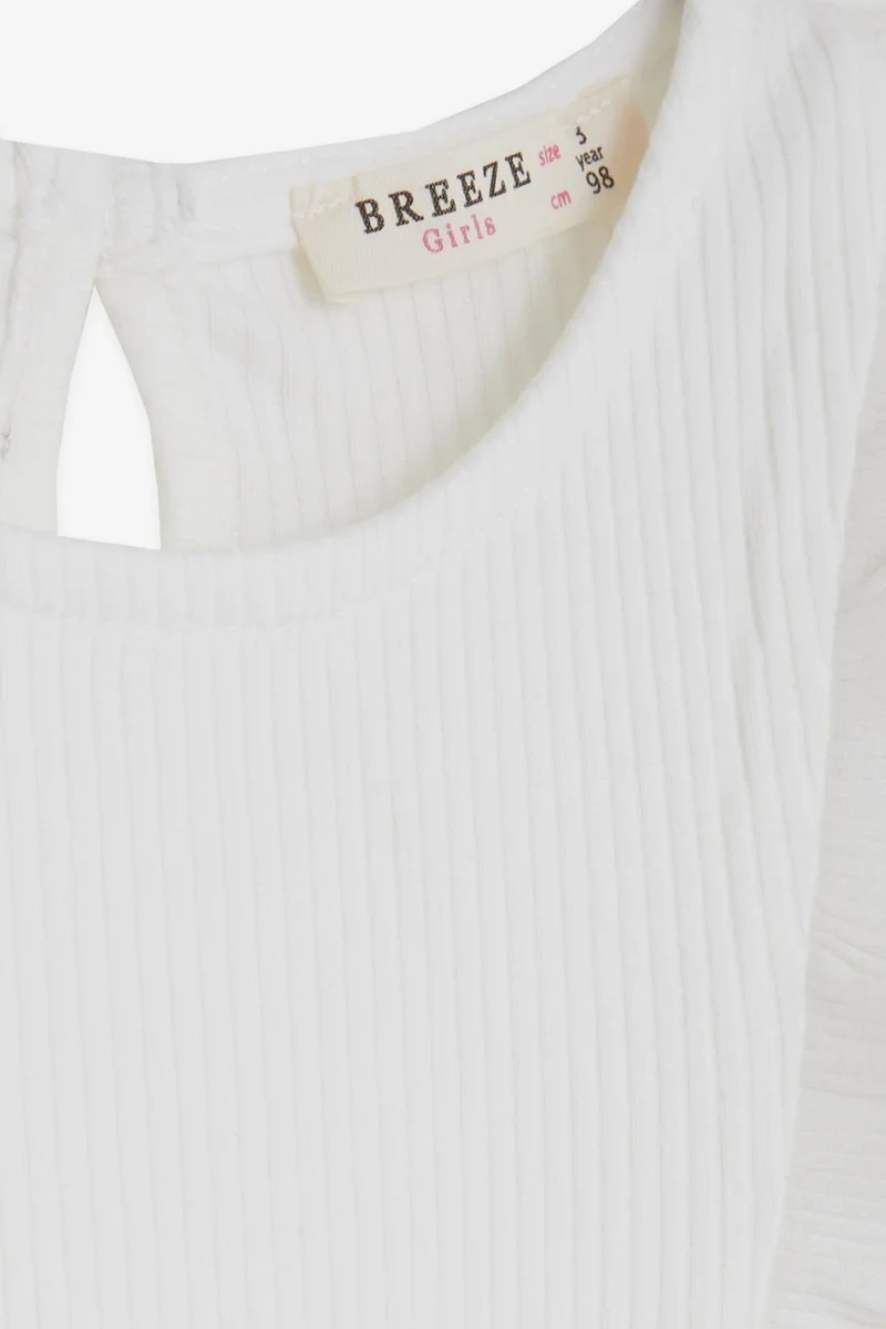Breeze Baby Girl Long Sleeve Dress Ruffle Shoulder Tulle 9 Months-3 Years, White