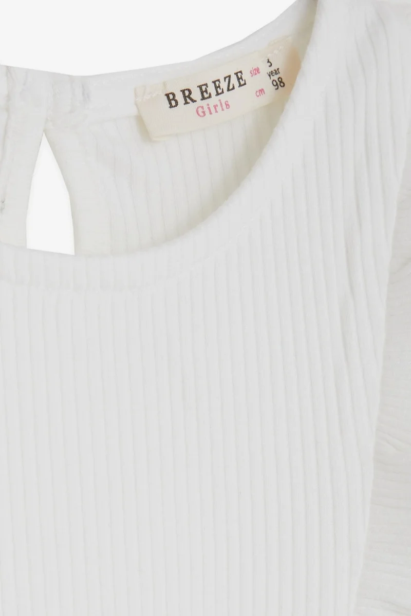 Breeze Baby Girl Long Sleeve Dress Ruffle Shoulder Tulle 9 Months-3 Years, White