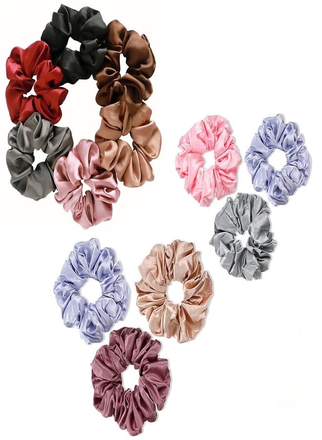IGNOTO Satin Scrunchies for Hair, Soft Silk Elastic Hair Band Set Hair Ties Ponytail Holders for Women and Girls || Color:- Assorted (Pack of 12) d - Image 1