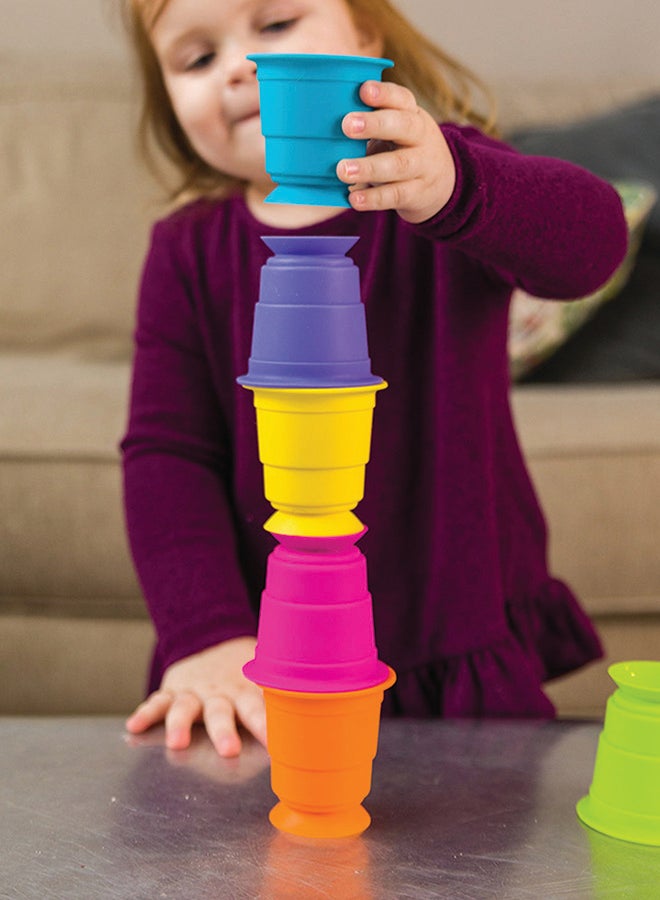 Fat Brain Toys Fat Brain Toys Suction Kupz – Silicone Suction Cup Toys for Toddlers & Babies, Stackable Sensory Learning Toys for Fine Motor Skills, Color Recognition & Interactive Play - Image 2