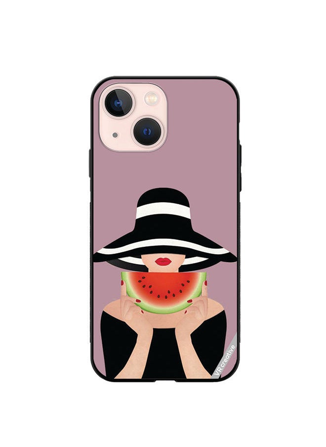 VR CREATIVE - Protective Case Cover For Apple iPhone 13 Girl With Watermelon Design Multicolour - Image 1