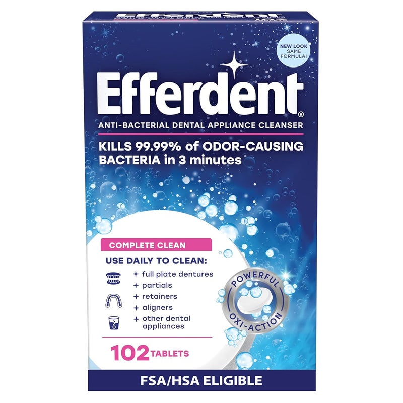 Efferdent Original AntiBacterial Denture Cleanser Tablets 102 Count Packaging May Vary - Image 1