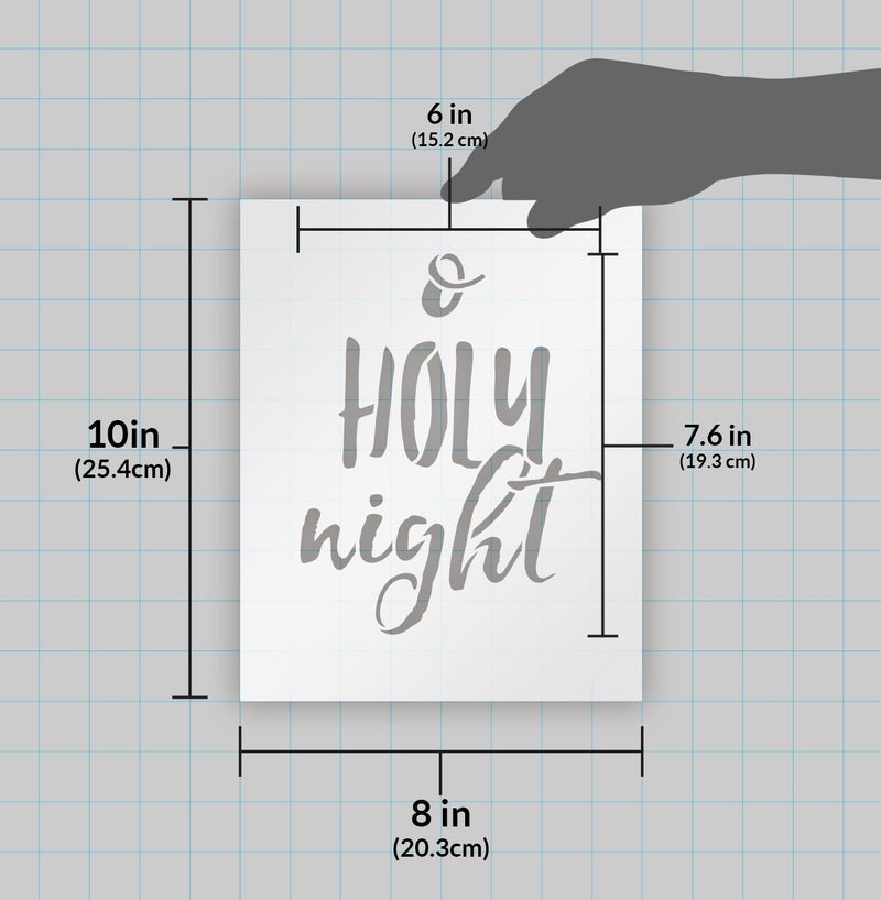 Studio R 12 O Holy Night Stencil by StudioR12 | Rustic Cursive Christmas Carol Word Art - Reusable Mylar Template | Painting, Chalk, Mixed Media | Use for Wall Art, Home Decor - STCL1399 SELECT SIZE (8" x 10") - Image 2
