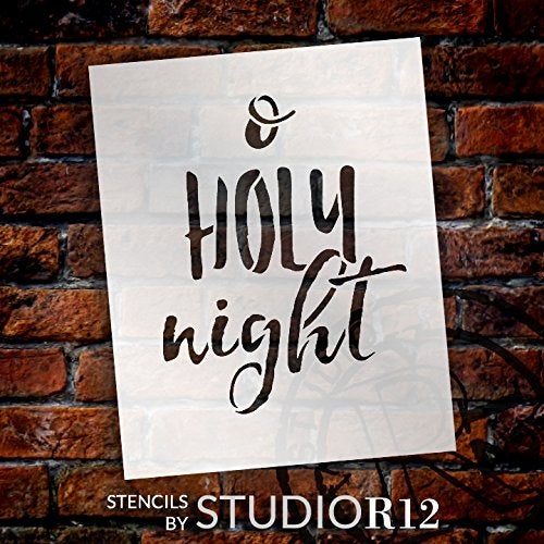 Studio R 12 O Holy Night Stencil by StudioR12 | Rustic Cursive Christmas Carol Word Art - Reusable Mylar Template | Painting, Chalk, Mixed Media | Use for Wall Art, Home Decor - STCL1399 SELECT SIZE (8" x 10") - Image 4
