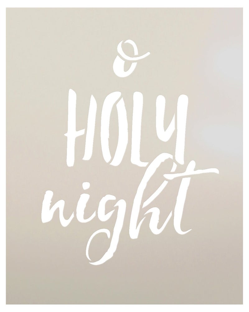Studio R 12 O Holy Night Stencil by StudioR12 | Rustic Cursive Christmas Carol Word Art - Reusable Mylar Template | Painting, Chalk, Mixed Media | Use for Wall Art, Home Decor - STCL1399 SELECT SIZE (8" x 10") - Image 1