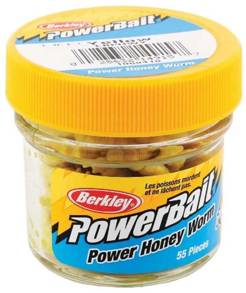 Berkley PowerBait Power Honey Worm Fishing Bait, Yellow, 1in | 3cm, Irresistible Scent & Flavor, Realistic Profile, Ideal for Bluegill, Crappie, Perch and More