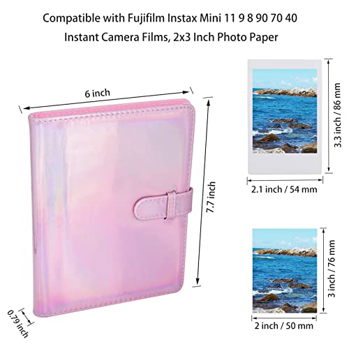 Hapeper 128 Pockets Photo Album Compatible with Fujifilm Instax Mini 12 11 9 8 90 70 40 Instant Camera Films and 2x3 Inch Photo Paper (Bright Pink) - Image 3