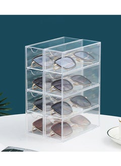 CityRiya-Long Sunglasses Organizer, Sunglass Storage Box, 2 Packs Acrylic Eyeglass Case Storage Organizer, Clear Eyeglass Holder Sunglass Case, Eyewear Display Case Make-up Storage Drawer Tray Jewelry Tray  - Image 1