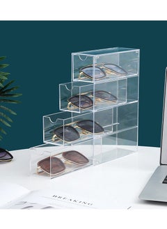 CityRiya-Long Sunglasses Organizer, Sunglass Storage Box, 2 Packs Acrylic Eyeglass Case Storage Organizer, Clear Eyeglass Holder Sunglass Case, Eyewear Display Case Make-up Storage Drawer Tray Jewelry Tray  - Image 3