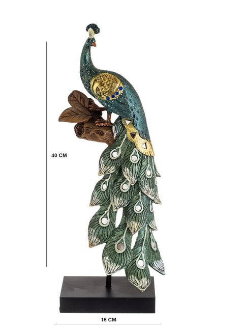 A Decorative Peacock Bird On A Base With An Elegant And Beautiful Design