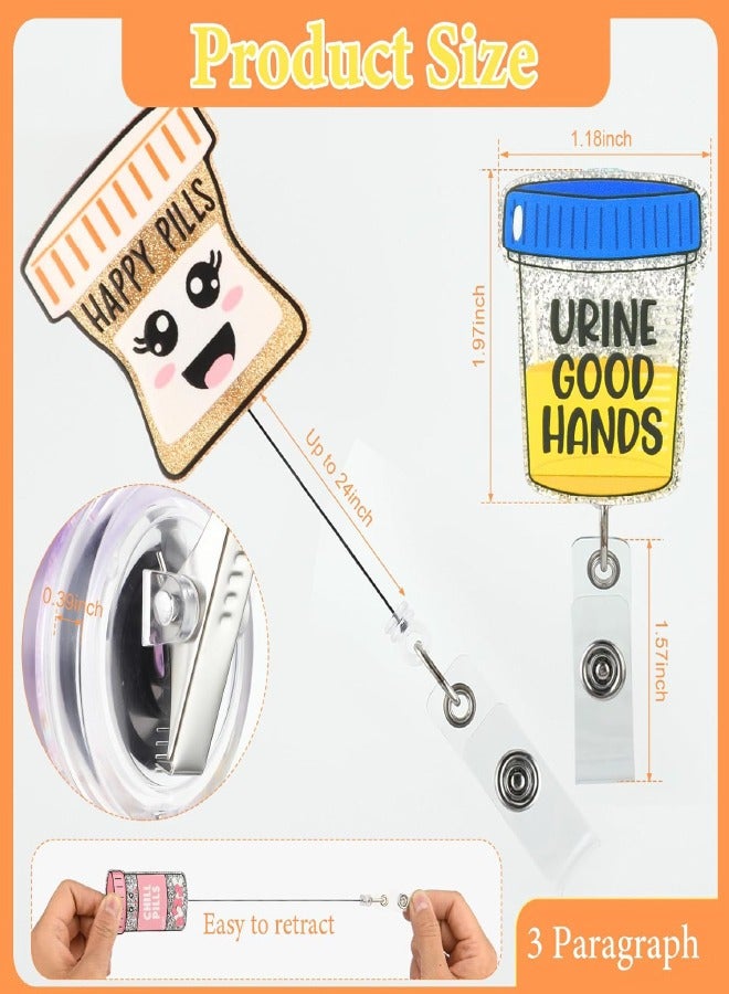 3 Pieces Nurse Badge Reel, Retractable ID Name Nursing Badge Holder Retractable Badge Reel with Clip Glitter Nurse ID Badge Holder Cute Badge Clip for Office Nurses Doctors - Image 2