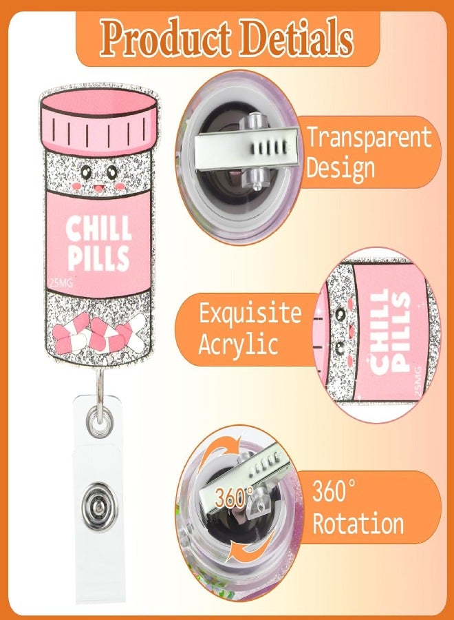 3 Pieces Nurse Badge Reel, Retractable ID Name Nursing Badge Holder Retractable Badge Reel with Clip Glitter Nurse ID Badge Holder Cute Badge Clip for Office Nurses Doctors - Image 3