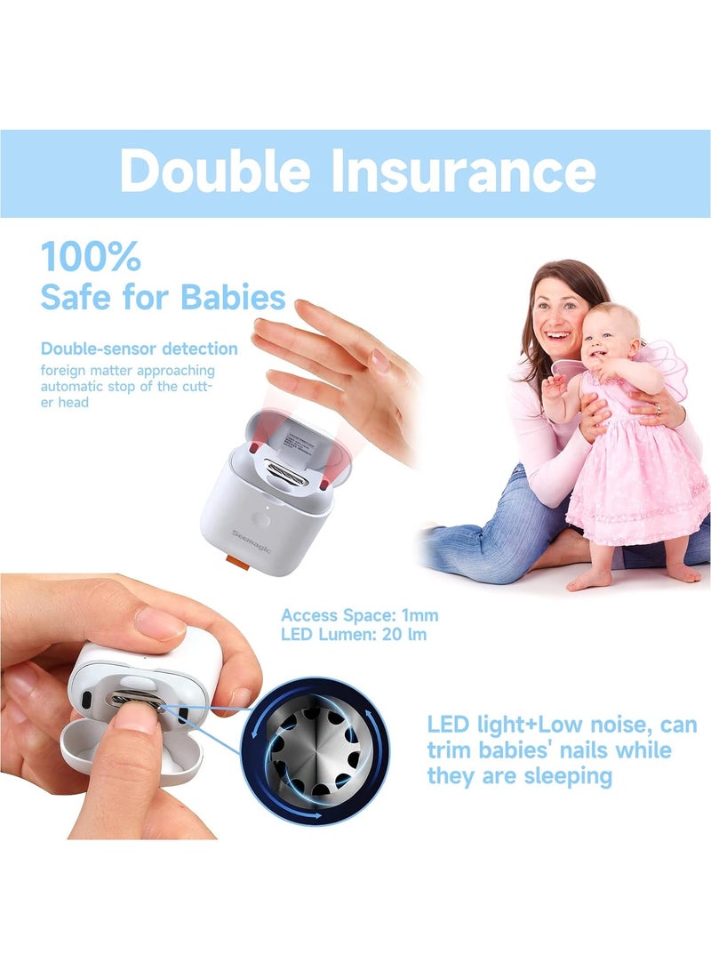 سي ماجيك ماكينة قص أظافر كهربائية أوتوماتيكية صغيرة مع سرعتين خفيفتين لقص أظافر الأصابع ومبرد، تصميم 2 في 1 لتشذيب الأظافر وتخزين قصاصات الأظافر عن طريق USB قابلة لإعادة الشحن للرجال والأطفال وكبار السن - Image 4