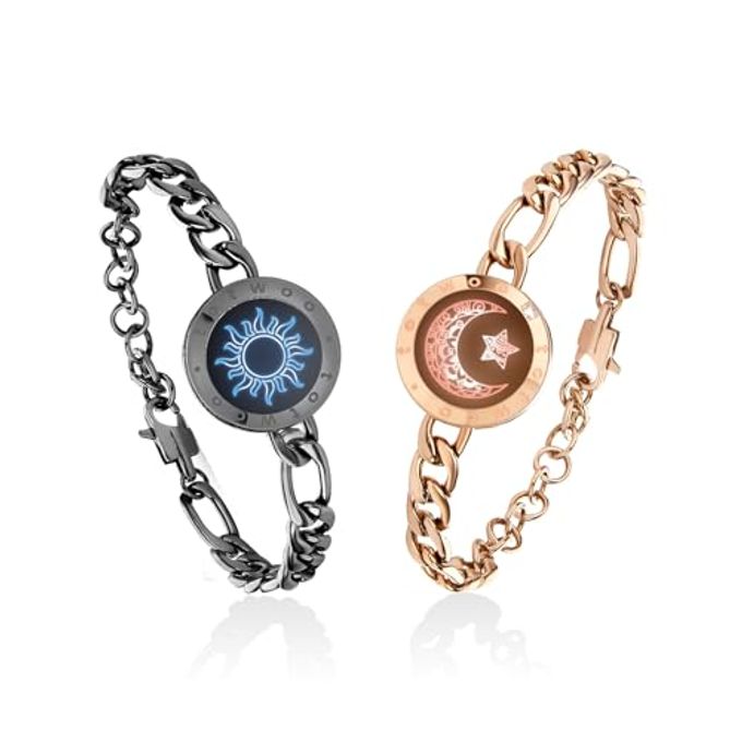 totwoo Touch Bracelets For Couples, Vibration & Light Up For Love Couples Long Distance Relationship Gifts For Girlfriend Bluetooth Pairing Jewelry - Image 1