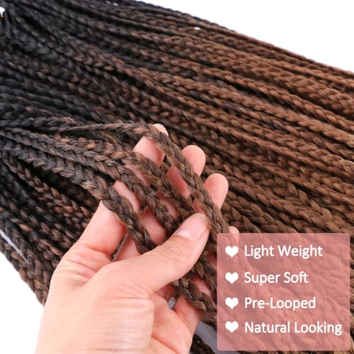 ZHTks Ombre Box Braids Crochet Hair 6 Packs Goddess Pre looped Crochet Box Braids for Women Black to Honey Blonde Golden 3X Small Box Braided Knotless Braiding Hair Extensions(24 Inch,T1B/4/27#) - Image 5