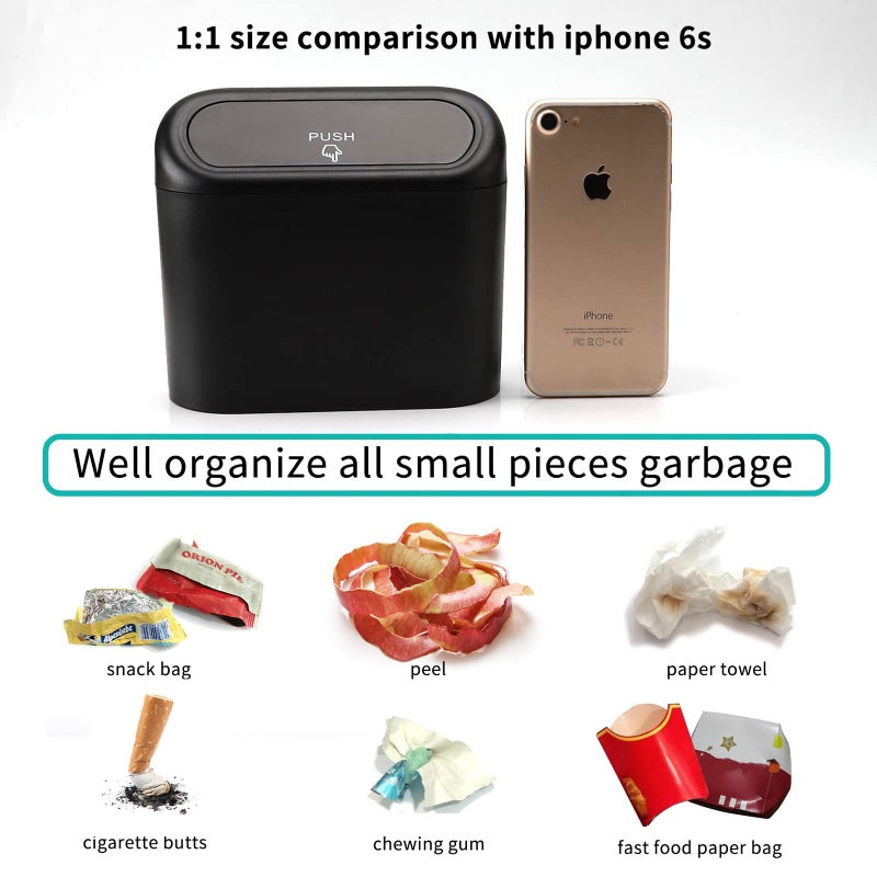 Accmor Car Trash Can with Lid, Leakproof Vehicle Garbage Organizer Holder Bin with 60 Pcs Trash Bags, Mini Auto Dustbin Interior Accessories Storage Container for SUV, Office, Home - Image 5