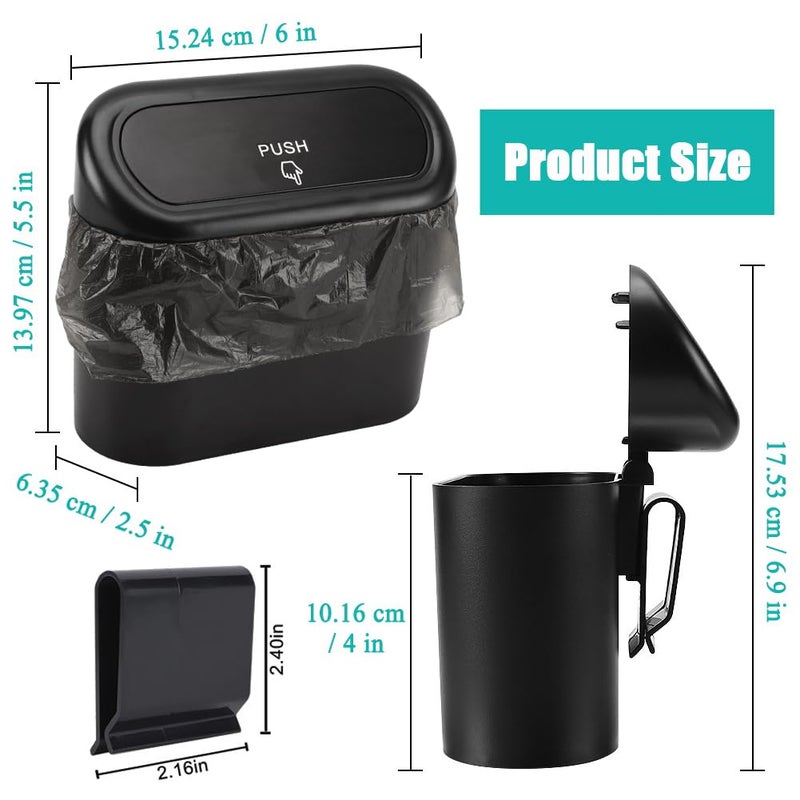 Accmor Car Trash Can with Lid, Leakproof Vehicle Garbage Organizer Holder Bin with 60 Pcs Trash Bags, Mini Auto Dustbin Interior Accessories Storage Container for SUV, Office, Home - Image 2