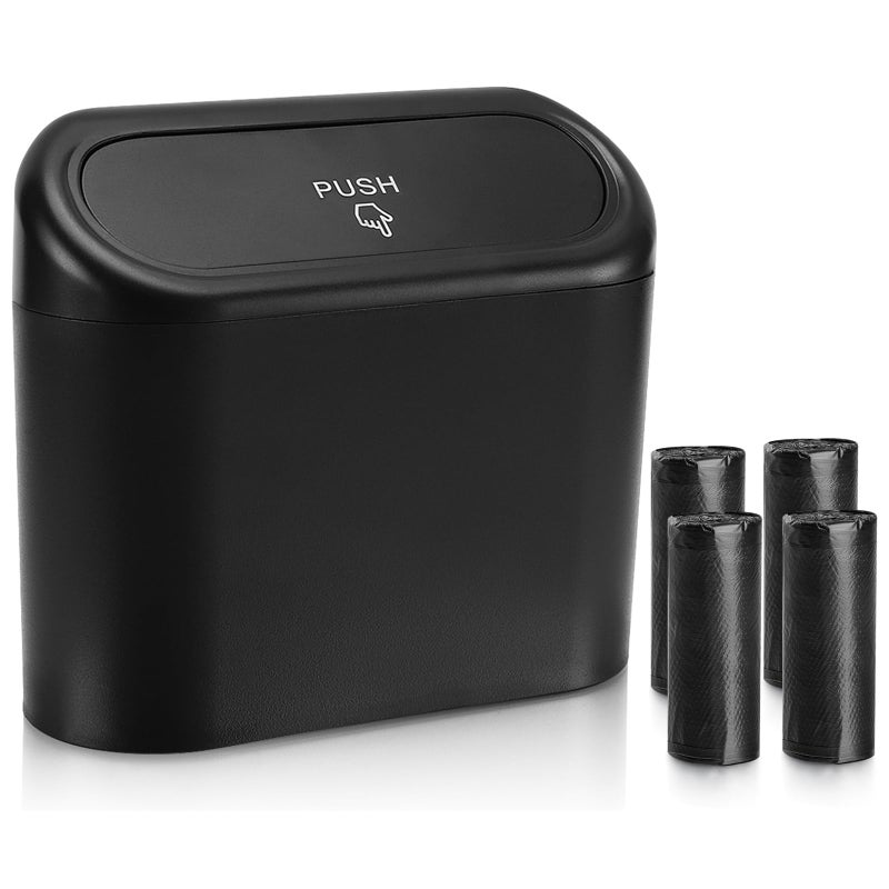 Accmor Car Trash Can with Lid, Leakproof Vehicle Garbage Organizer Holder Bin with 60 Pcs Trash Bags, Mini Auto Dustbin Interior Accessories Storage Container for SUV, Office, Home - Image 1