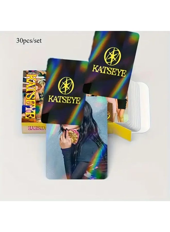 30 قطعة من كروت كاتس آي لومو مقطوعة بالليزر ثلاثية الأبعاد هولوغرام هدية جامعي الصور الخشبية - Image 2