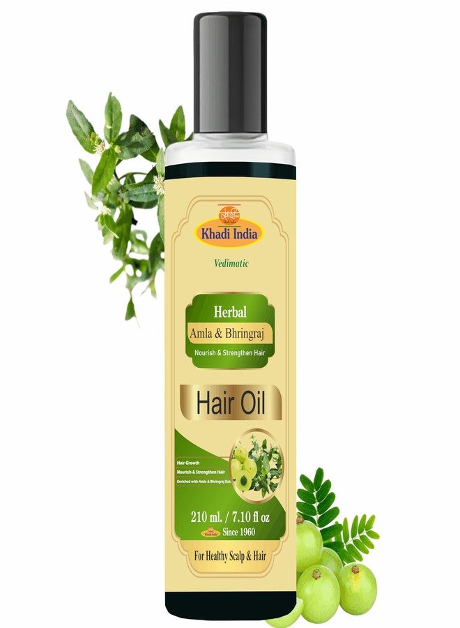 Vedimatic Khadi Herbal Natural Amla Bhringraj Hair Oil For Controlling Hair Fall, Nourishing Oil For Healthy Hair Growth, Paraben & Silicone-Free Suitable For All Hair (Pack Of 1-210 ml) - Image 1