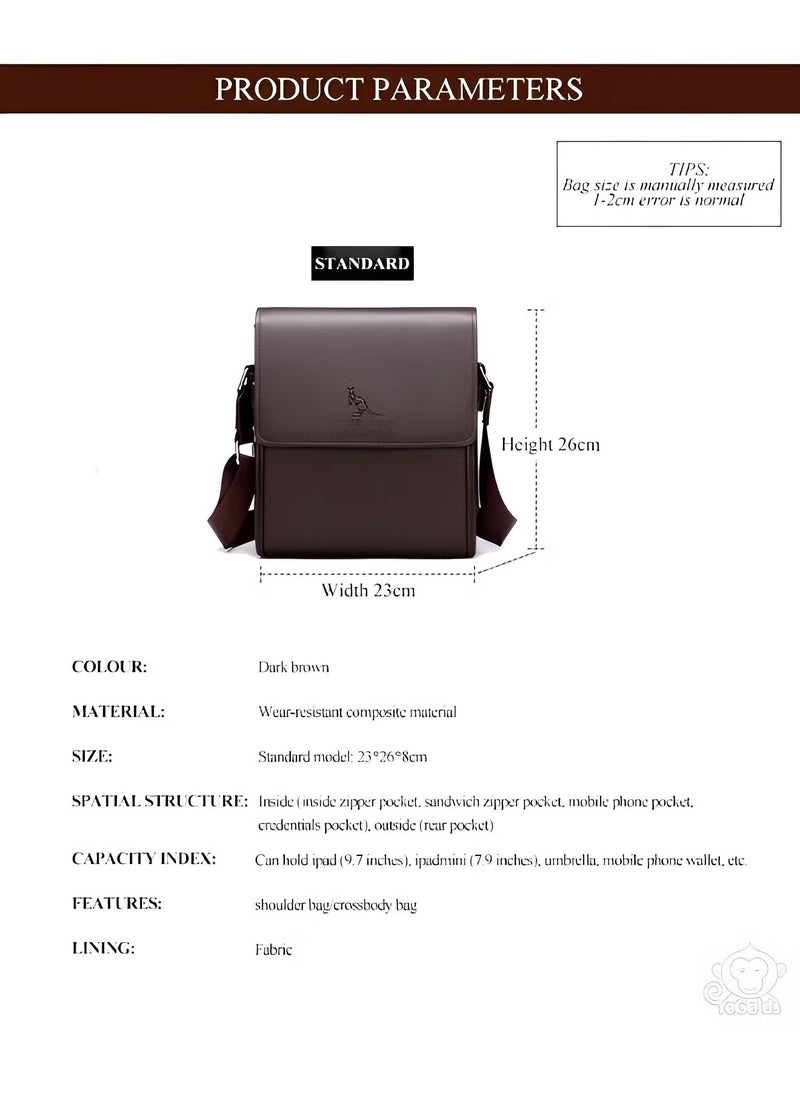 REOCLE Men's Messenger Shoulder Bag 9*10*3 inch/23*26*8 cm Large Capacity Computer Briefcase Sleeve Case & Laptop Bag & Office Business Work Purse and Tote Bags for Men Travel Gifts  - Image 4