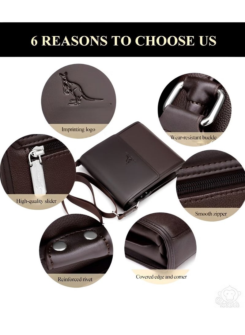 REOCLE Men's Messenger Shoulder Bag 9*10*3 inch/23*26*8 cm Large Capacity Computer Briefcase Sleeve Case & Laptop Bag & Office Business Work Purse and Tote Bags for Men Travel Gifts  - Image 5