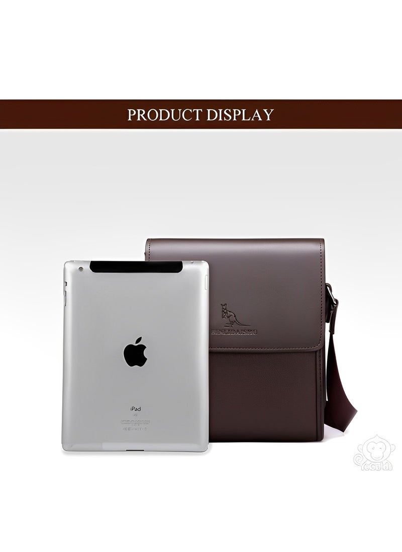 REOCLE - Men's Messenger Shoulder Bag 9*10*3 inch/23*26*8 cm Large Capacity Computer Briefcase Sleeve Case & Laptop Bag & Office Business Work Purse and Tote Bags for Men Travel Gifts - Image 1