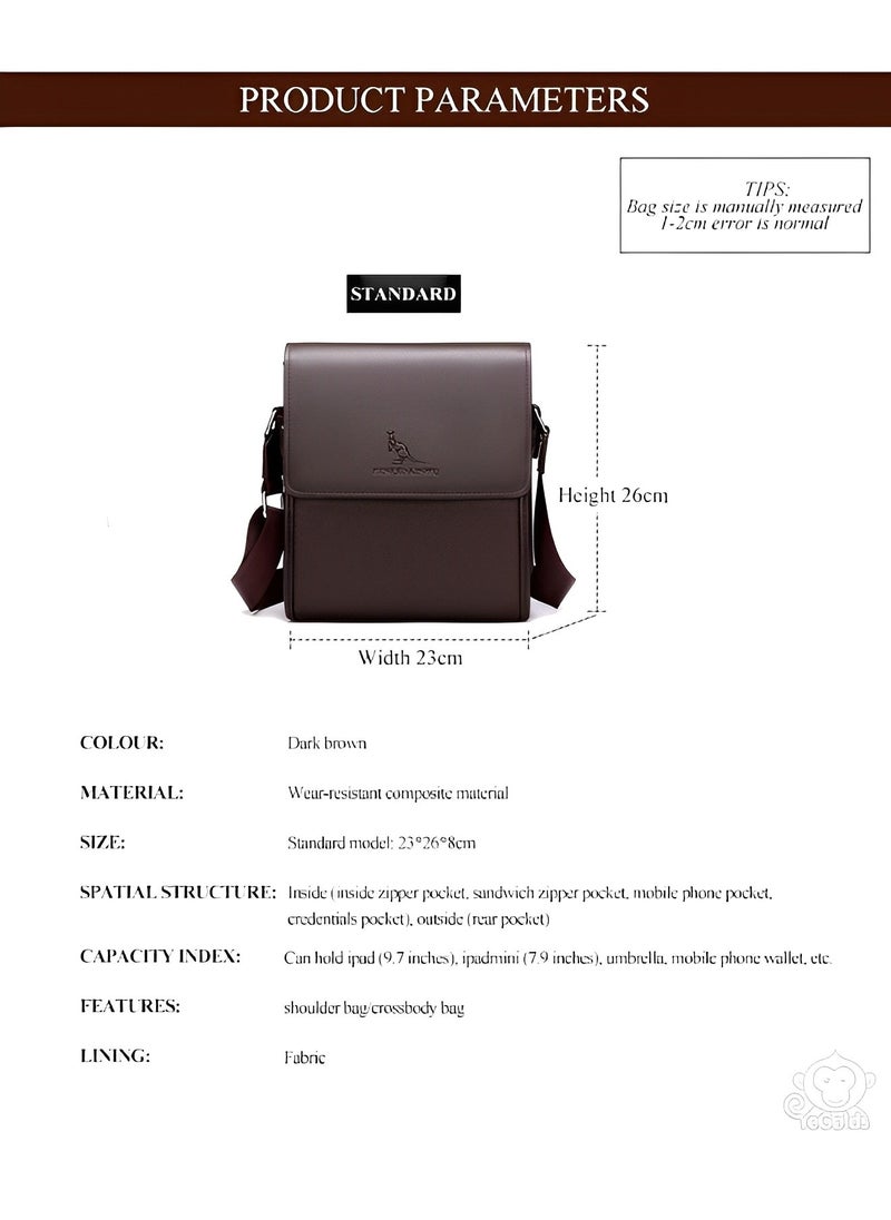 REOCLE - Men's Messenger Shoulder Bag 9*10*3 inch/23*26*8 cm Large Capacity Computer Briefcase Sleeve Case & Laptop Bag & Office Business Work Purse and Tote Bags for Men Travel Gifts - Image 1
