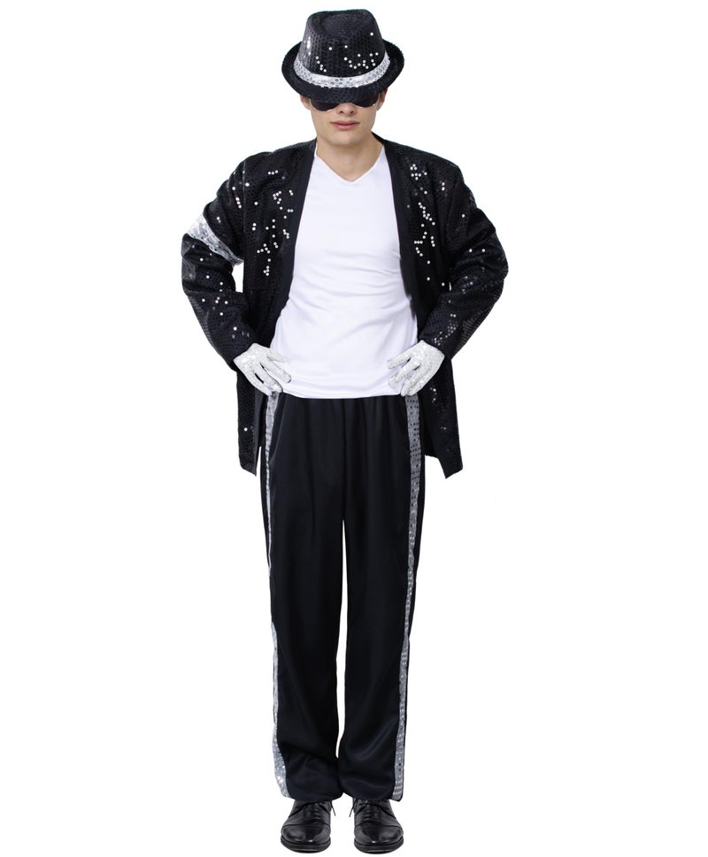 TOGROP Mens Dance Star Costume for Adult 80s 90s Glitter Pop Stage Party Halloween Cosplay XX-Large Black - Image 2