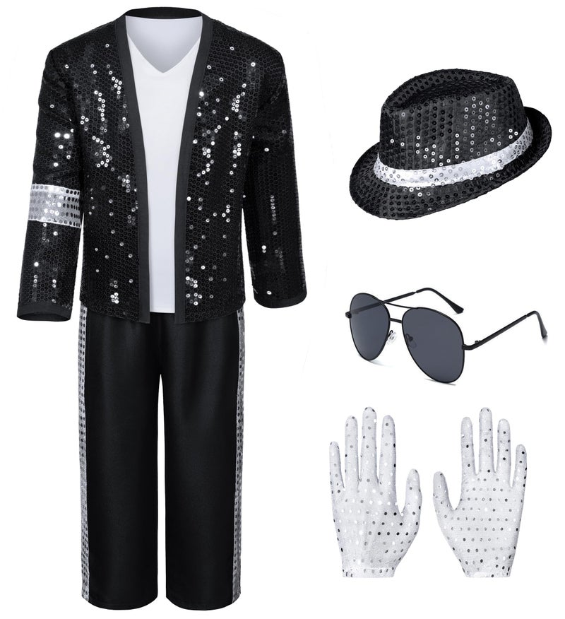 TOGROP Mens Dance Star Costume for Adult 80s 90s Glitter Pop Stage Party Halloween Cosplay XX-Large Black - Image 3