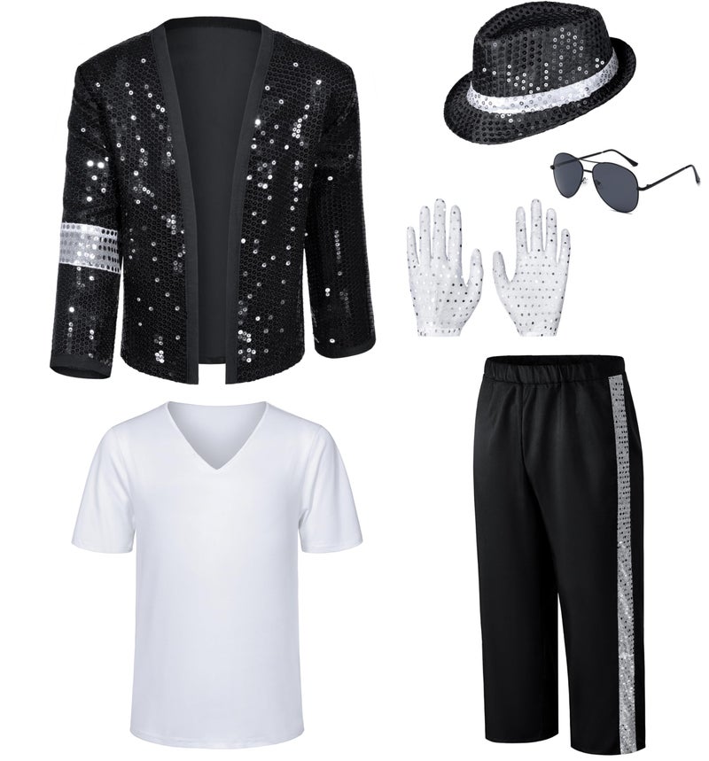 TOGROP Mens Dance Star Costume for Adult 80s 90s Glitter Pop Stage Party Halloween Cosplay XX-Large Black - Image 4